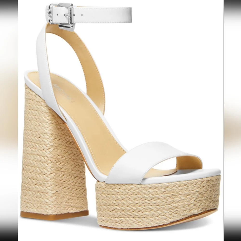 MICHAEL KORS WOMEN'S ASHTON ANKLE STRAP ESPRADILLE PLATFORM SANDAL SIZE 10 NWT